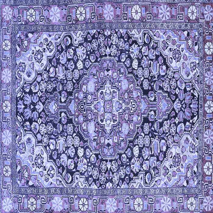 Square Machine Washable Medallion Blue Traditional Rug, wshtr4723blu