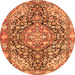 Machine Washable Medallion Orange Traditional Area Rugs, wshtr4723org