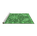 Sideview of Machine Washable Medallion Emerald Green Traditional Area Rugs, wshtr4723emgrn