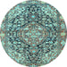 Round Medallion Light Blue Traditional Rug, tr4723lblu