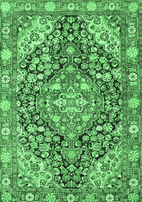 Medallion Emerald Green Traditional Rug, tr4723emgrn