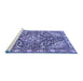 Sideview of Machine Washable Medallion Blue Traditional Rug, wshtr4723blu