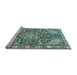 Sideview of Machine Washable Medallion Light Blue Traditional Rug, wshtr4723lblu