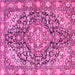 Square Machine Washable Medallion Pink Traditional Rug, wshtr4723pnk