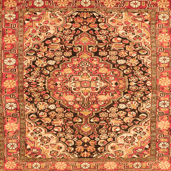 Serging Thickness of Medallion Orange Traditional Rug, tr4723org