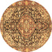 Round Machine Washable Medallion Brown Traditional Rug, wshtr4723brn