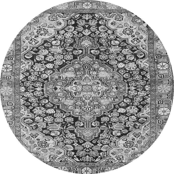 Machine Washable Medallion Gray Traditional Rug, wshtr4723gry