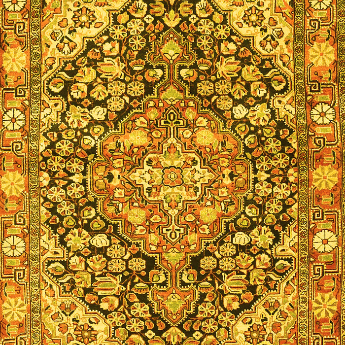 Machine Washable Medallion Yellow Traditional Rug, wshtr4723yw