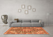 Machine Washable Medallion Orange Traditional Area Rugs in a Living Room, wshtr4723org