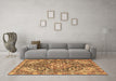 Machine Washable Medallion Brown Traditional Rug in a Living Room,, wshtr4723brn