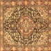 Square Machine Washable Medallion Brown Traditional Rug, wshtr4723brn