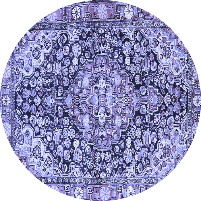 Round Medallion Blue Traditional Rug, tr4723blu