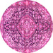 Round Medallion Pink Traditional Rug, tr4723pnk