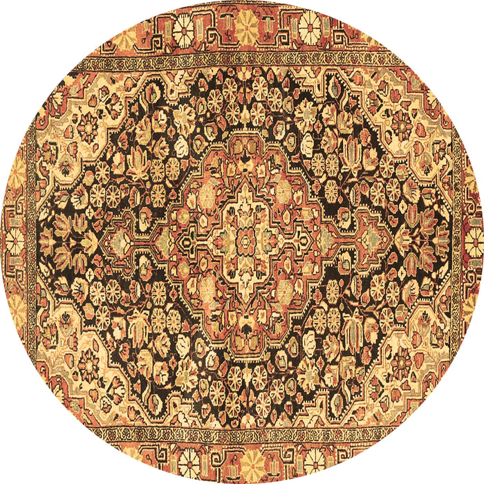 Round Medallion Brown Traditional Rug, tr4723brn
