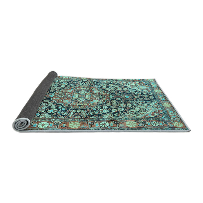 Sideview of Medallion Light Blue Traditional Rug, tr4723lblu