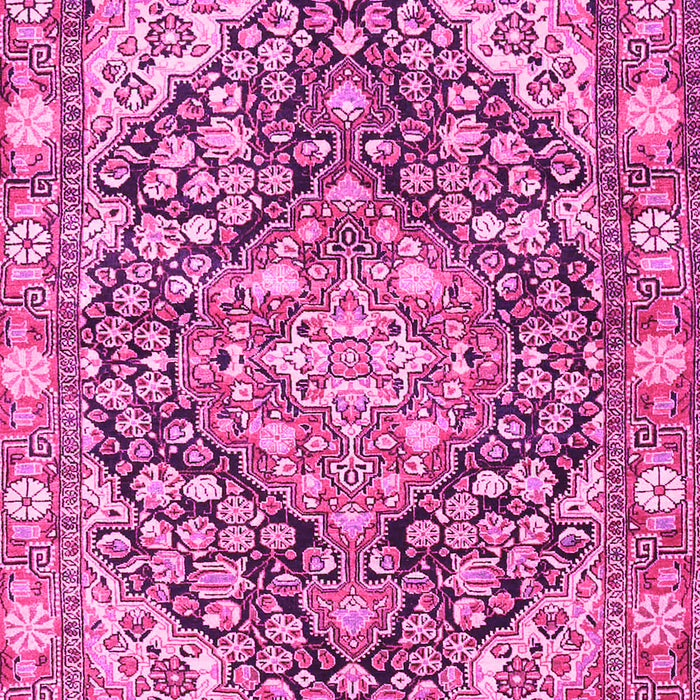 Machine Washable Medallion Pink Traditional Rug, wshtr4723pnk