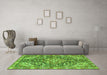 Machine Washable Medallion Green Traditional Area Rugs in a Living Room,, wshtr4723grn