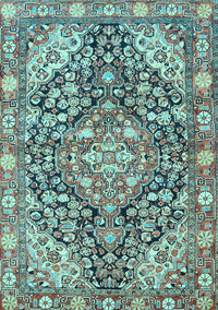 Medallion Light Blue Traditional Rug, tr4723lblu