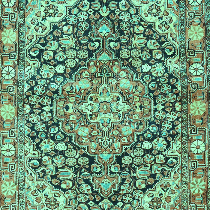Machine Washable Medallion Turquoise Traditional Area Rugs, wshtr4723turq