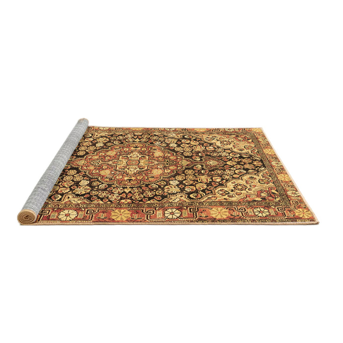 Sideview of Machine Washable Medallion Brown Traditional Rug, wshtr4723brn