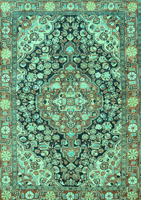 Medallion Turquoise Traditional Rug, tr4723turq