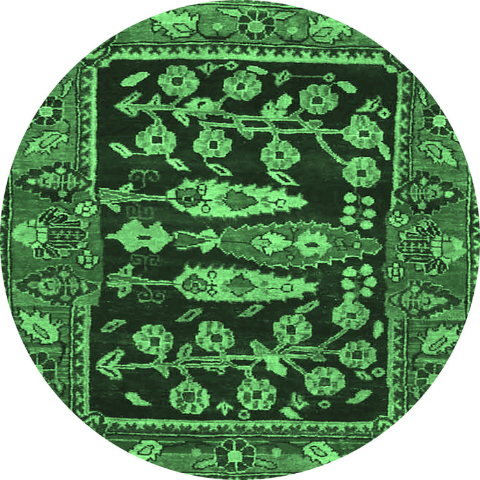 Round Machine Washable Animal Emerald Green Traditional Area Rugs, wshtr4724emgrn