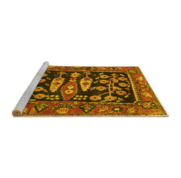 Sideview of Machine Washable Animal Yellow Traditional Rug, wshtr4724yw