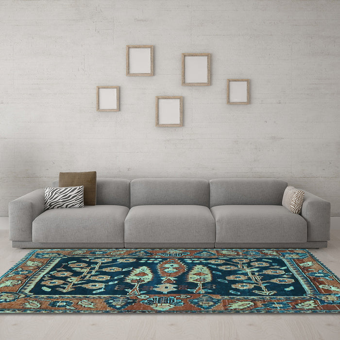 Machine Washable Animal Light Blue Traditional Rug in a Living Room, wshtr4724lblu