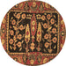 Round Animal Brown Traditional Rug, tr4724brn