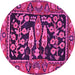 Round Machine Washable Animal Pink Traditional Rug, wshtr4724pnk