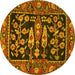 Round Animal Yellow Traditional Rug, tr4724yw