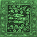 Square Machine Washable Animal Emerald Green Traditional Area Rugs, wshtr4724emgrn