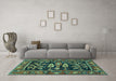 Machine Washable Animal Turquoise Traditional Area Rugs in a Living Room,, wshtr4724turq