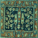 Square Animal Turquoise Traditional Rug, tr4724turq