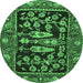 Round Animal Emerald Green Traditional Rug, tr4724emgrn