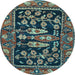 Round Animal Light Blue Traditional Rug, tr4724lblu