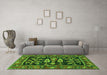 Machine Washable Animal Green Traditional Area Rugs in a Living Room,, wshtr4724grn