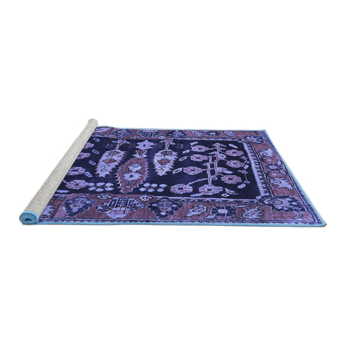 Sideview of Machine Washable Animal Blue Traditional Rug, wshtr4724blu