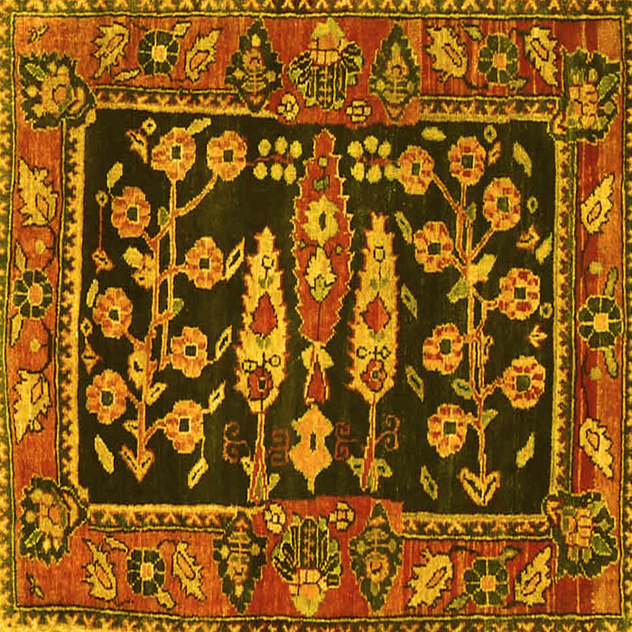 Square Animal Yellow Traditional Rug, tr4724yw