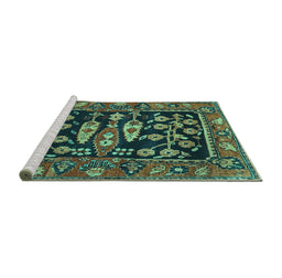 Sideview of Machine Washable Animal Turquoise Traditional Area Rugs, wshtr4724turq