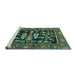 Sideview of Machine Washable Animal Turquoise Traditional Area Rugs, wshtr4724turq