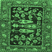 Square Animal Emerald Green Traditional Rug, tr4724emgrn