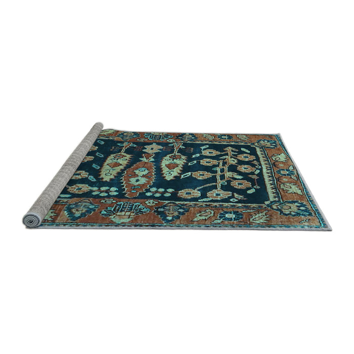 Sideview of Machine Washable Animal Light Blue Traditional Rug, wshtr4724lblu