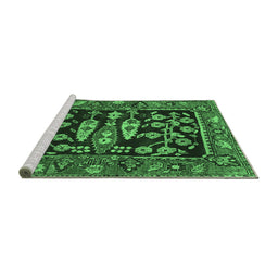 Sideview of Machine Washable Animal Emerald Green Traditional Area Rugs, wshtr4724emgrn