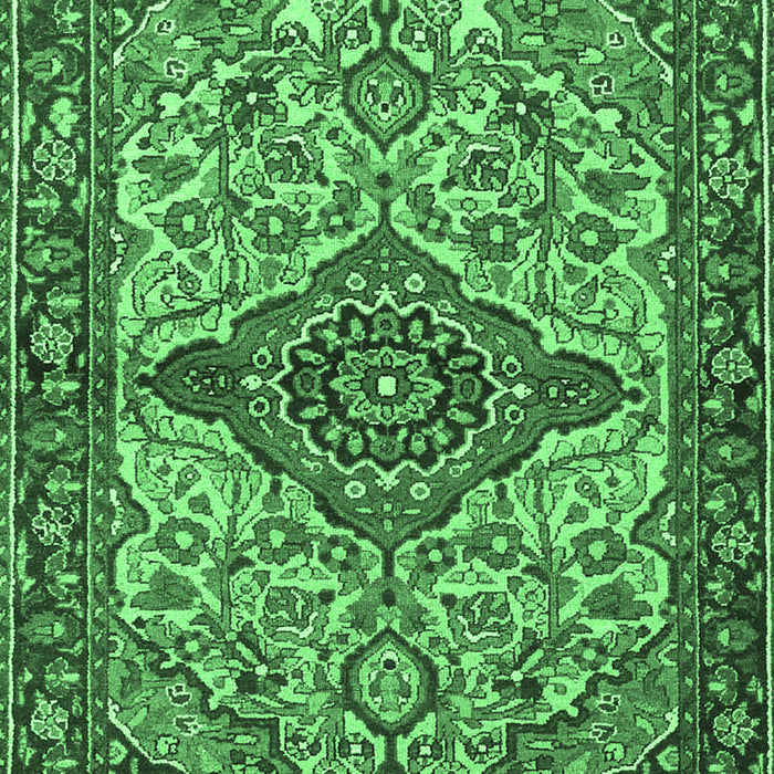 Machine Washable Medallion Emerald Green Traditional Area Rugs, wshtr4725emgrn
