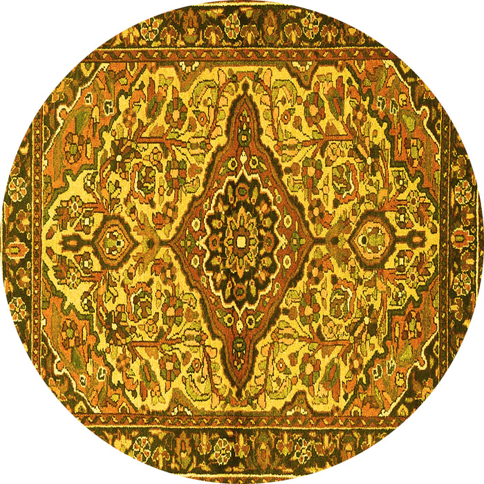 Round Medallion Yellow Traditional Rug, tr4725yw