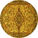 Round Medallion Yellow Traditional Rug, tr4725yw