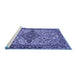 Sideview of Machine Washable Medallion Blue Traditional Rug, wshtr4725blu