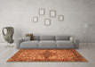 Machine Washable Medallion Orange Traditional Area Rugs in a Living Room, wshtr4725org