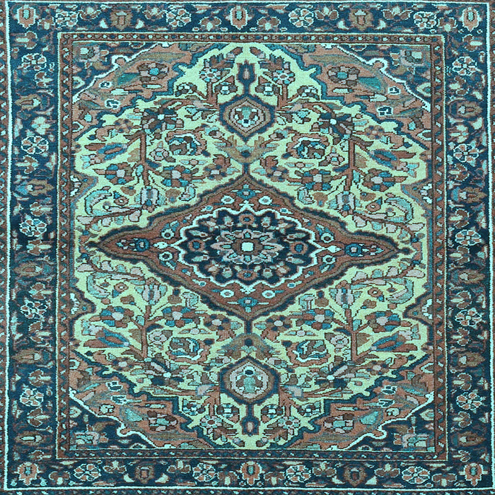 Square Medallion Light Blue Traditional Rug, tr4725lblu